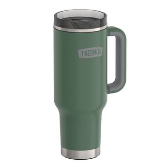 Thermos 40 oz Stainless Steel Cup Holder Mug w/ Straw Alpine Green
