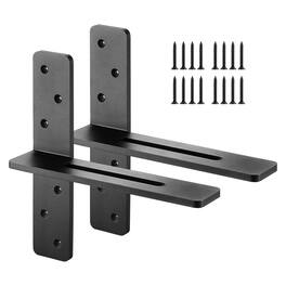 VEVOR - T Shelf Brackets 2 Pcs,200 lbs/90 kg Weight Capacity,12x2.89x12 in / 304.8x73.5x304.8 mm,Solid Steel Heavy Duty Brackets - Black