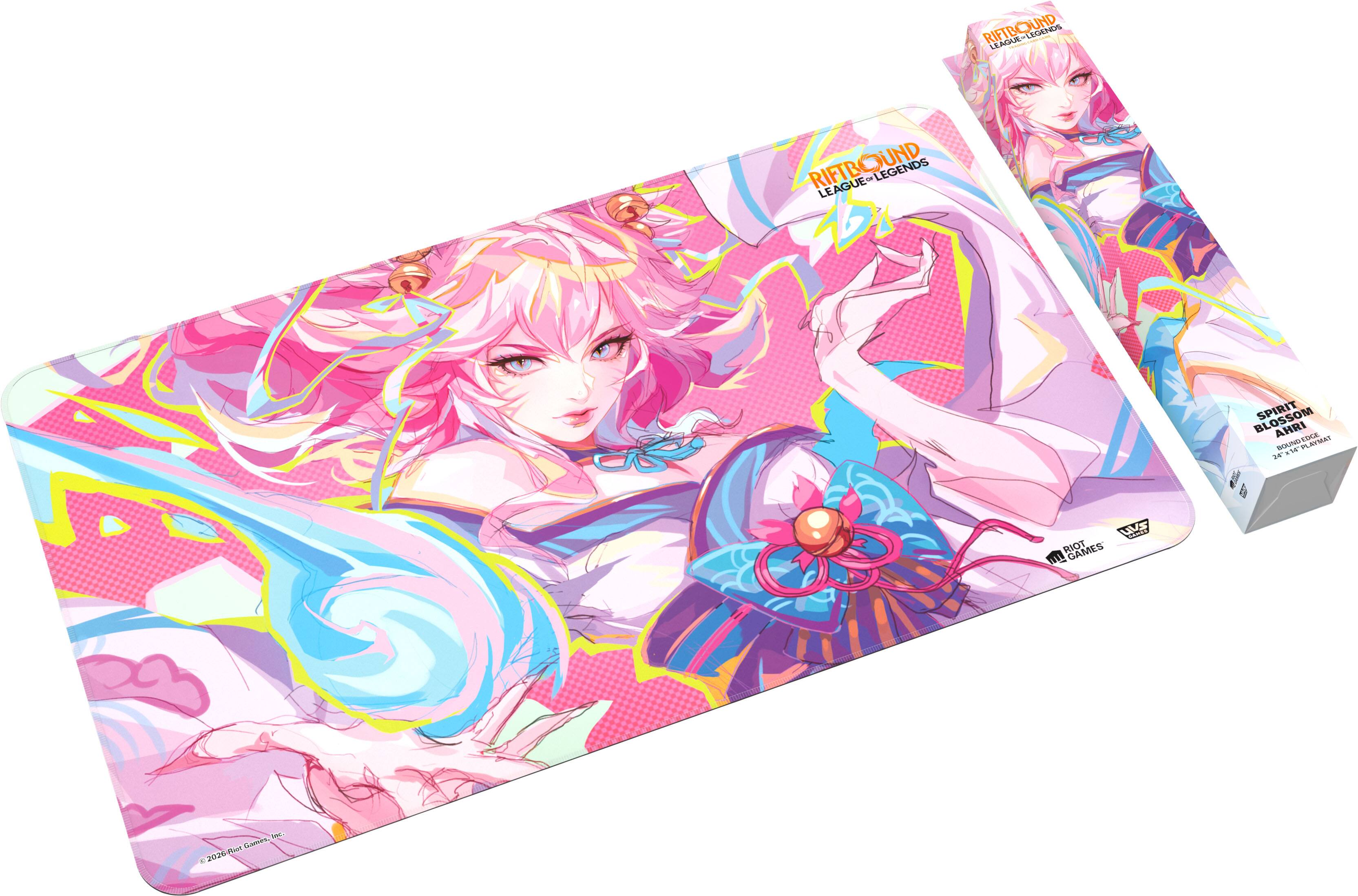 RIFTBOUND LEGENDS  
LEAGUE OF LEGENDS  
BLOSSOM SPIRIT AHRI  
PLATINUM  
2026-8mCusi.ie  
dames 22-2  
2026  

RIFTBOUND  
LEAGUE OF LEGENDS  
SPIRIT BLOSSOM  
AHRI  
2026 Riot Games Inc.