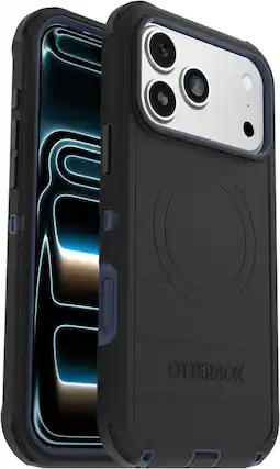 Front. OtterBox - OtterBox - Defender Series Pro Hard Shell for Apple iPhone 17 Pro Max - Black Shadow (Black & Blue).