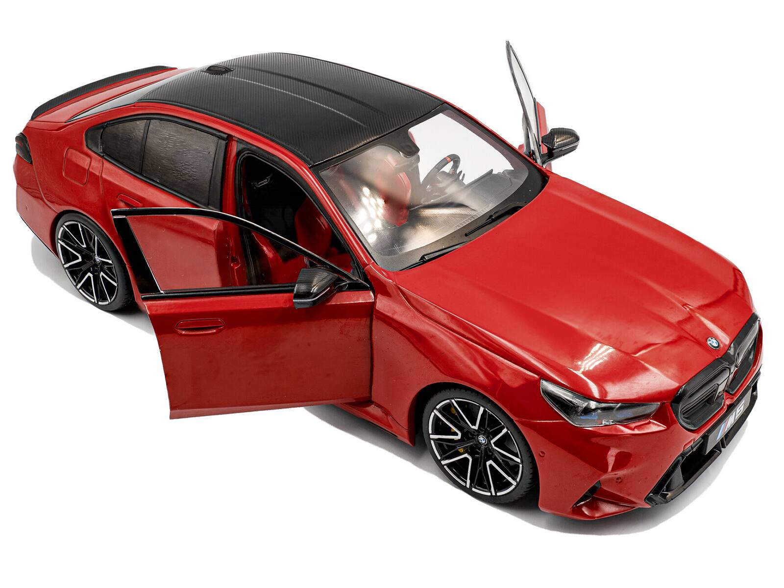 Alt View 1. Solido - 2025 BMW M5 Fire Red with Black Top 1/18 Diecast Model Car by Solido.