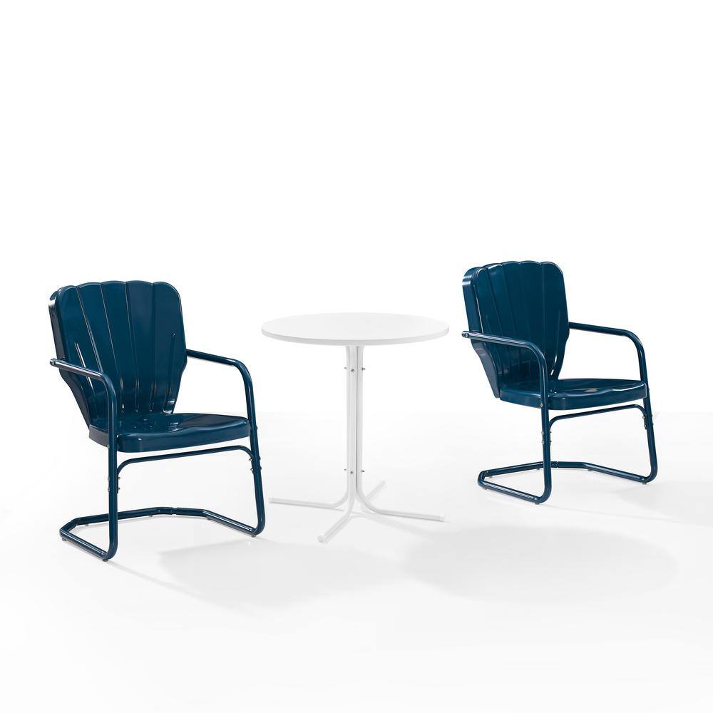 Alt View 1. Crosley Furniture - Ridgeland 3Pc Retro Outdoor Bistro Set - Bistro Table & 2 Chairs - Navy Gloss.