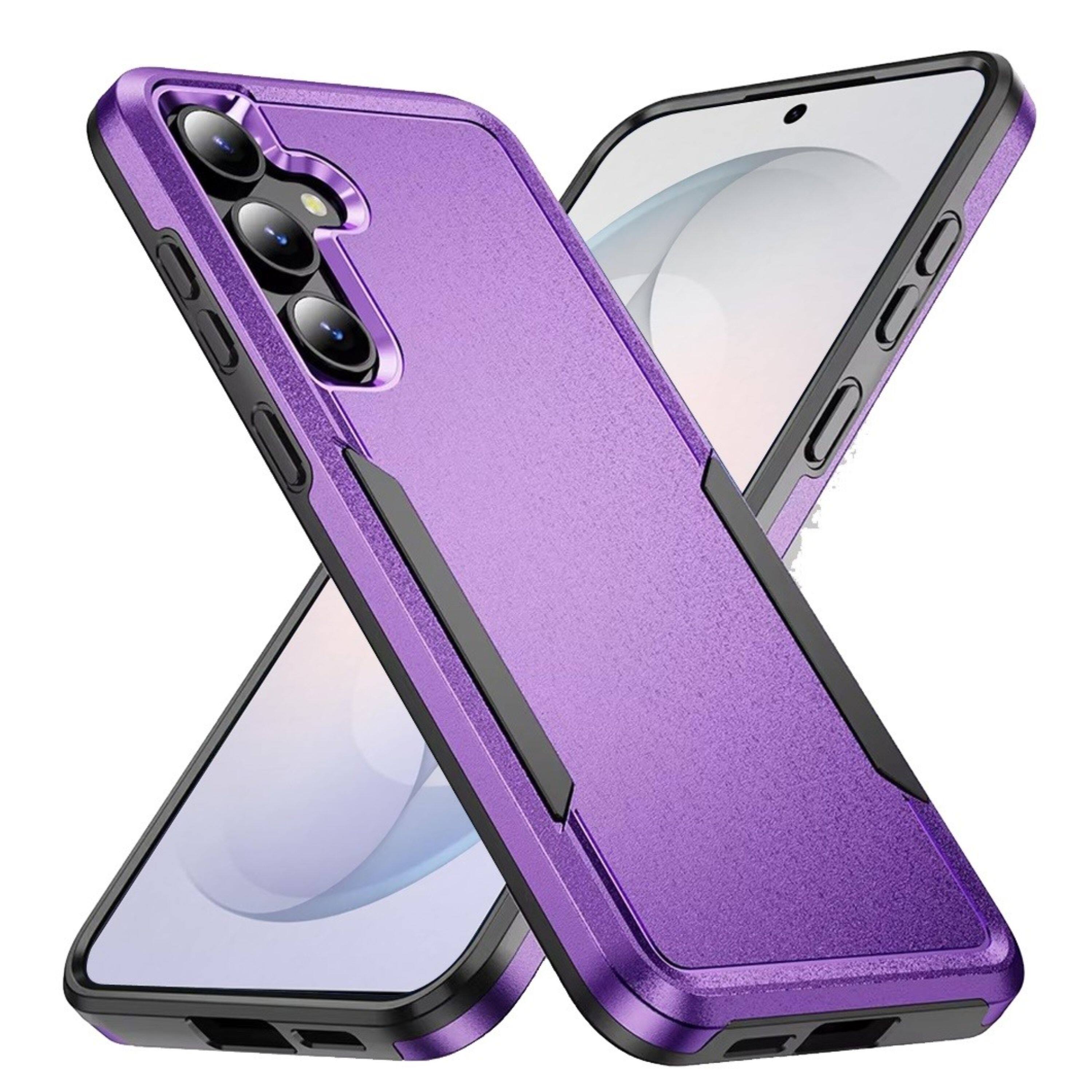 Angle. Kitcheniva - Fused Rugged Shockproof Phone Cover Plus Tempered Glass For Samsung S26 FE Purple - Purple.