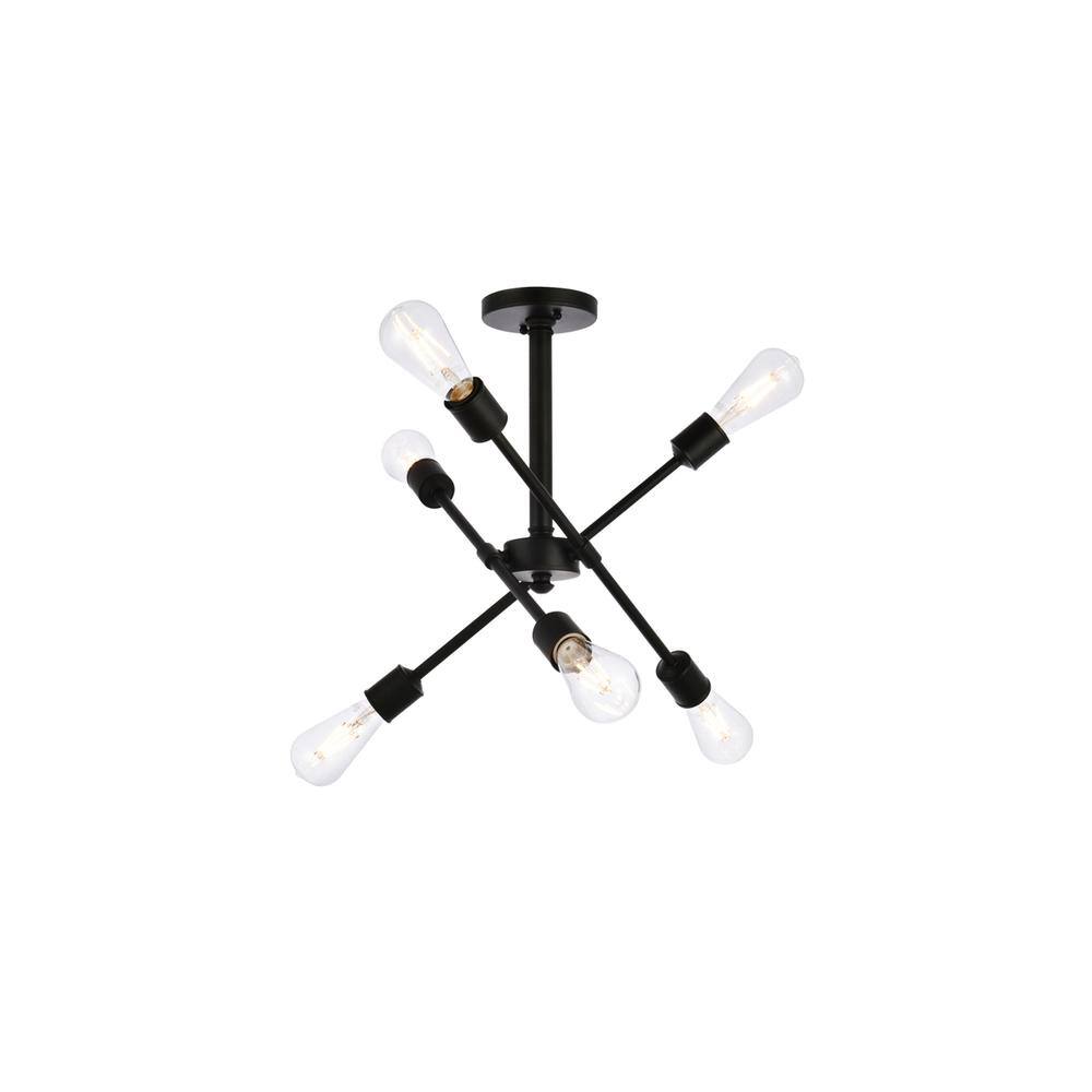 Alt View 3. Living District - Axel 6 lights black flushmount - Black.