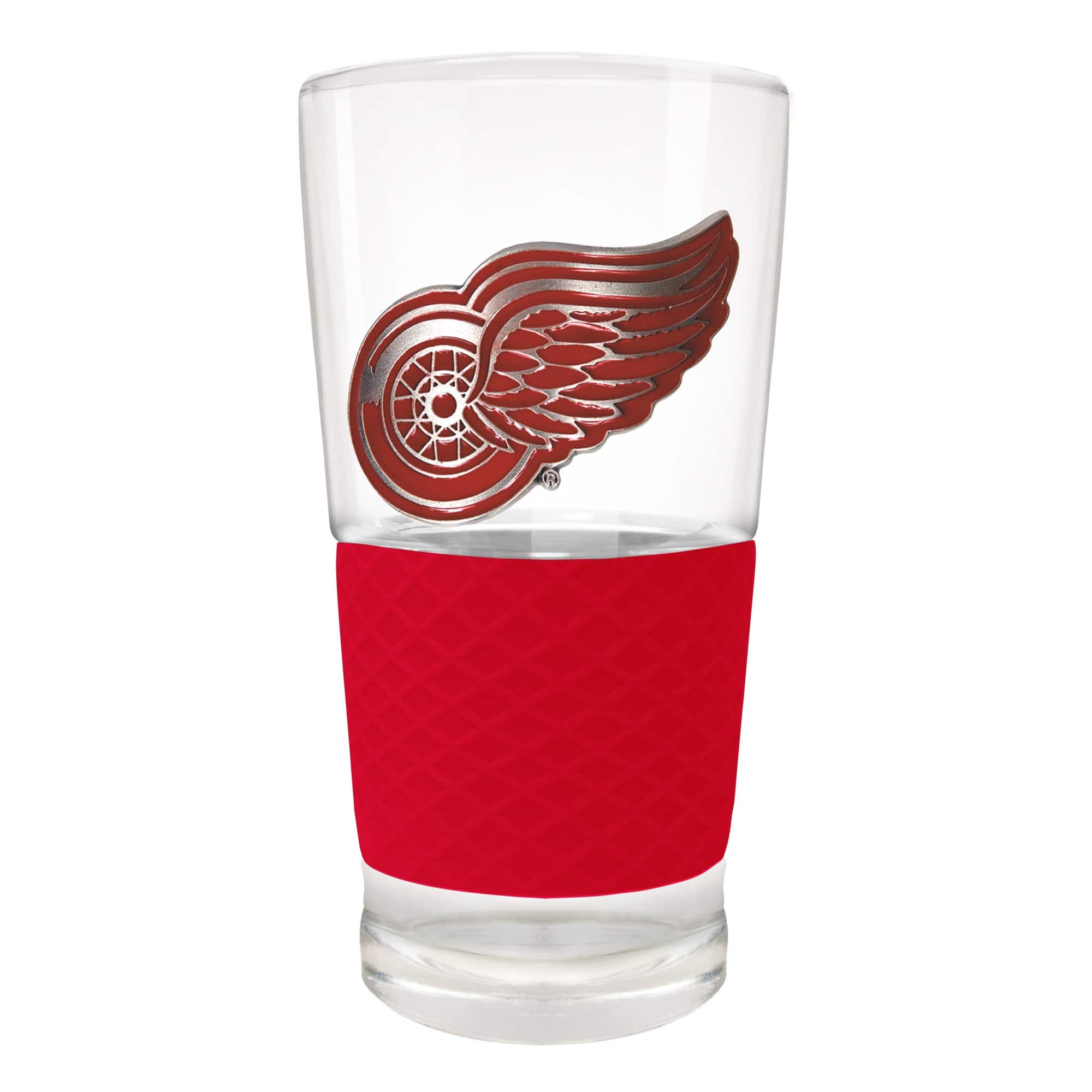 Front. Great American Products - Detroit Red Wings 22oz. Pilsner Glass with Silicone Grip - Red.