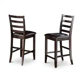 East West Furniture - Fairwinds Faux Leather Upholstered Seat Stool with lader back - Brown