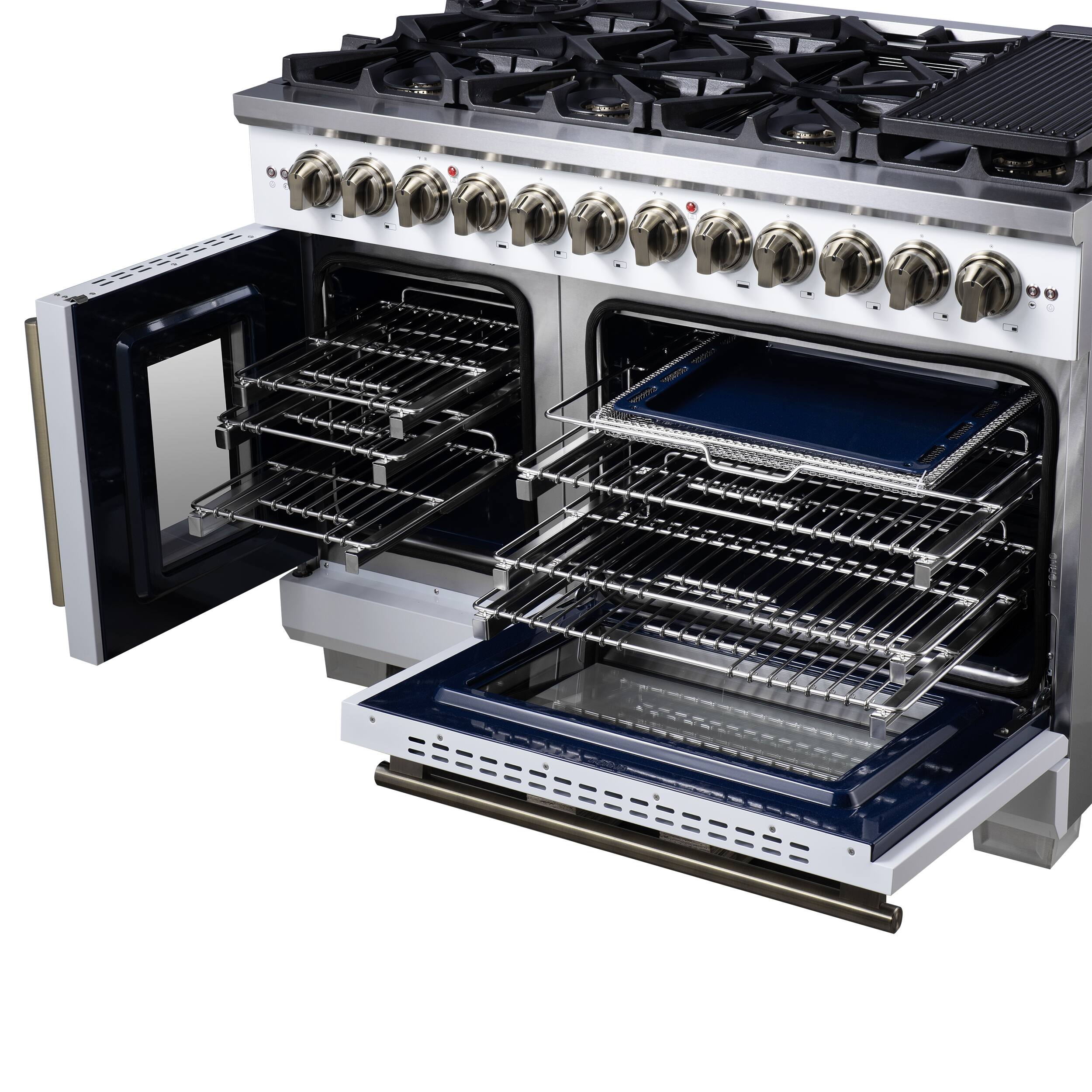 Alt View 12. Forno Appliances - Capriasca 6.58 Cu. Ft. Freestanding Dual Fuel True Convection Range with French Doors - White.