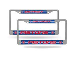 Rico Industries - Detroit Pistons NBA Sparkly Glitter Bling Look (Set of 2) Chrome License Plate Frames - Multi
