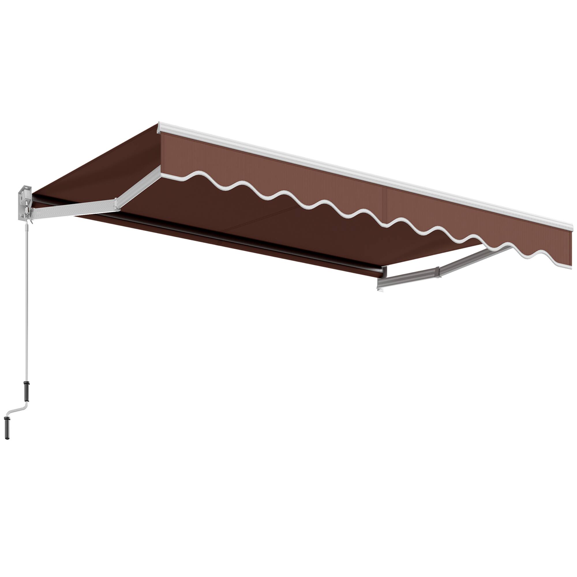 Alt View 8. Gymax - Gymax 10' x 8.2' Retractable Awning Sunshade Shelter Manual Crank Handle Coffee - Coffee.