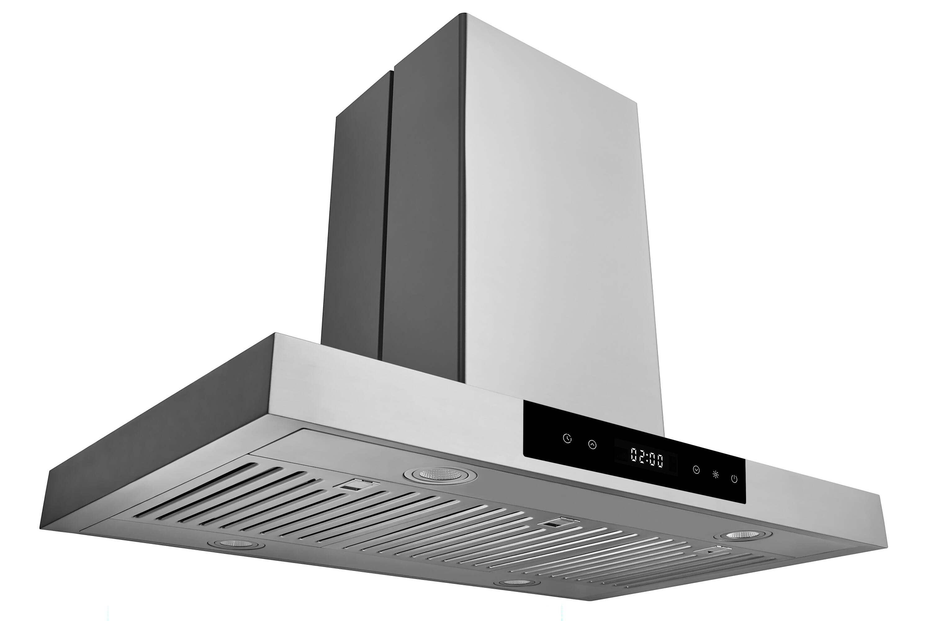 Left. Hauslane - Hauslane Island Range Hood Stainless Steel Vent Hood, LED Lights Dishwasher-Safe Filters (36 inch) - Stainless steel.