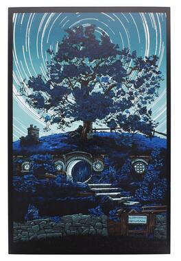 Nerd Block - Lord of the Rings Bag End 7x10.5 Art Print by Tim Doyle (Nerd Block Exclusive) - Blue