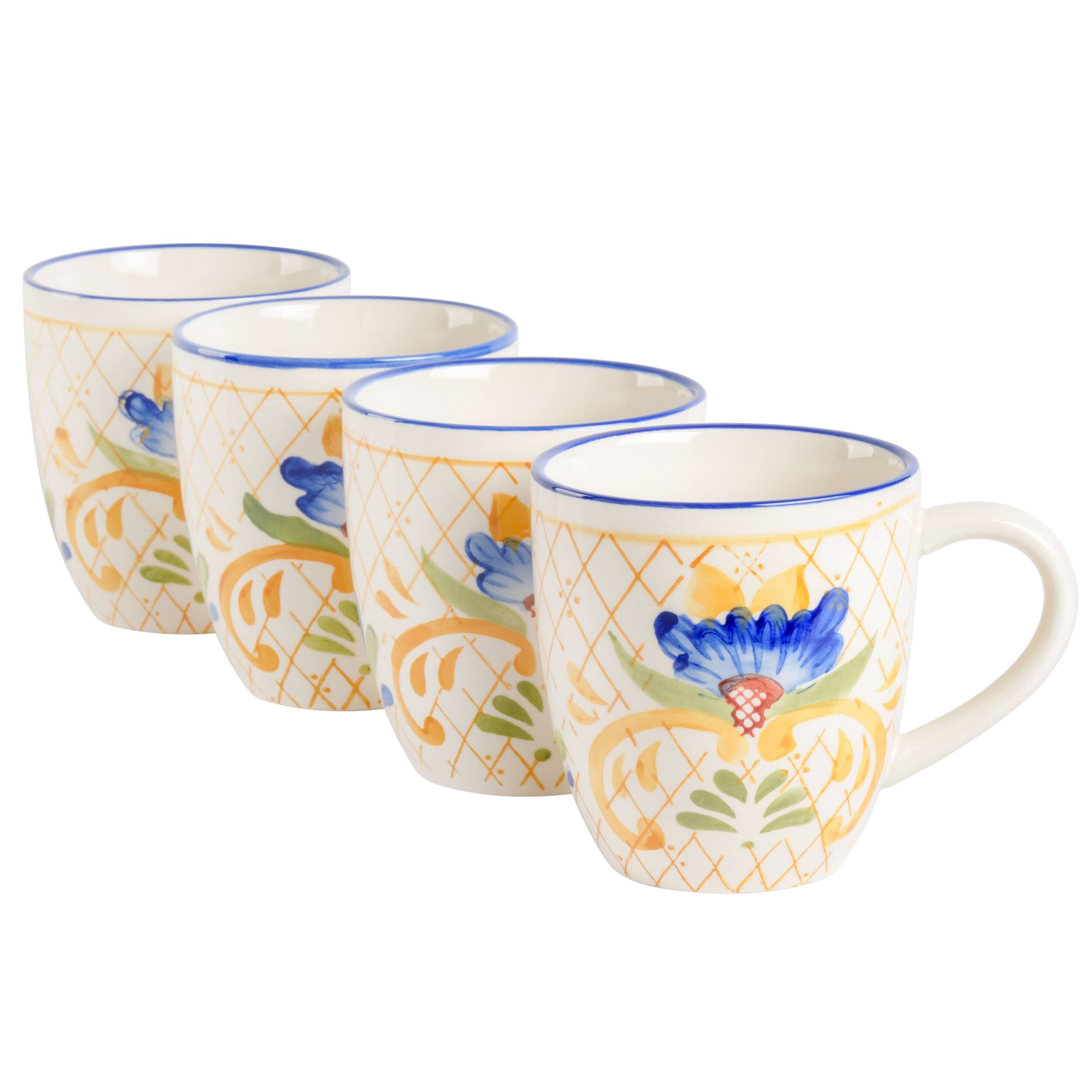 Alt View 3. Laurie Gates - Laurie Gates Tierra Tile 4 Piece 17.4 Ounce Hand Painted Stoneware Mug Set - Multi-Color.