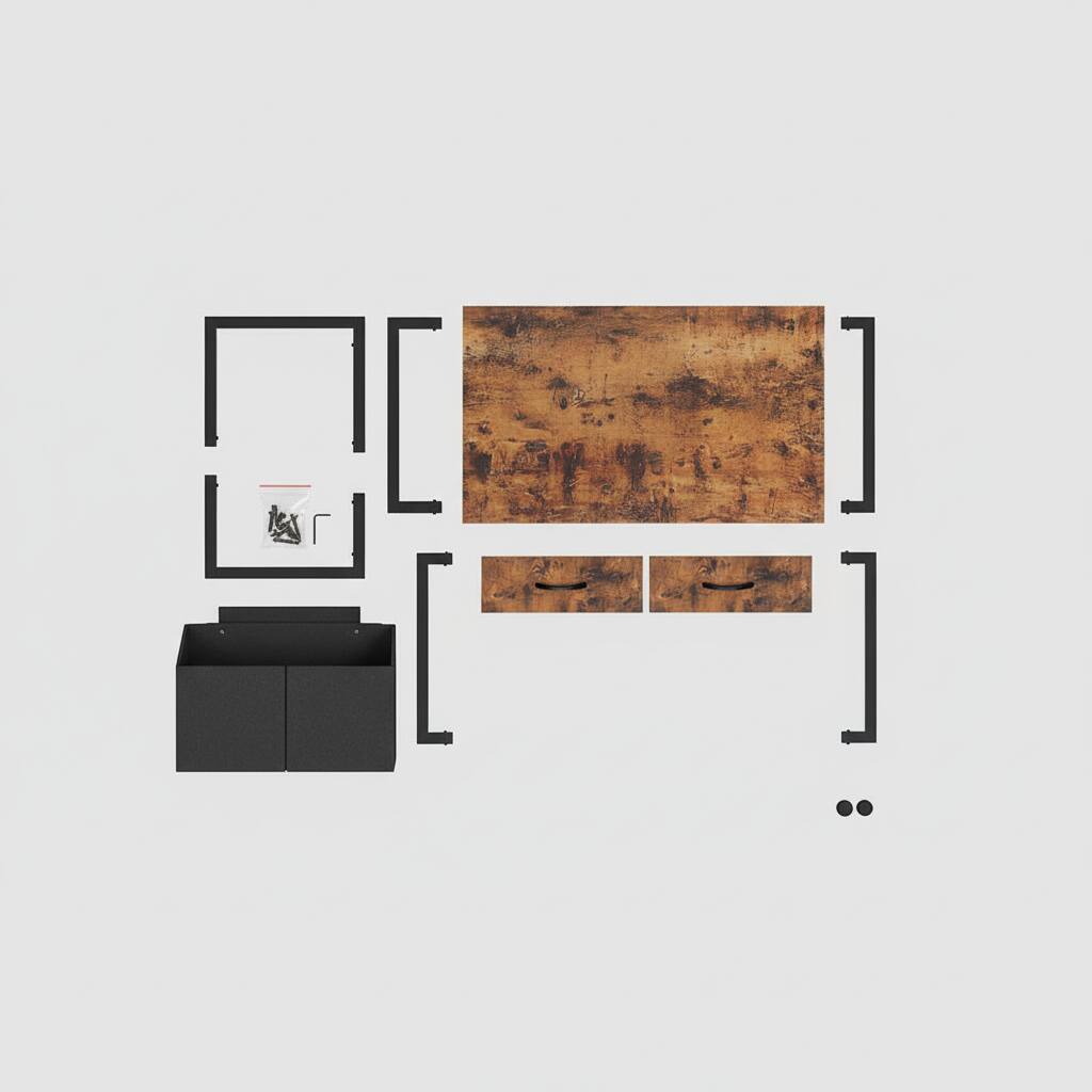 Alt View 2. AOITUN - 32 Inch Rustic Desk with Storage Bag & Hook, Small Computer Writing Table for Home Office, Dorm Room & Students. - brown.