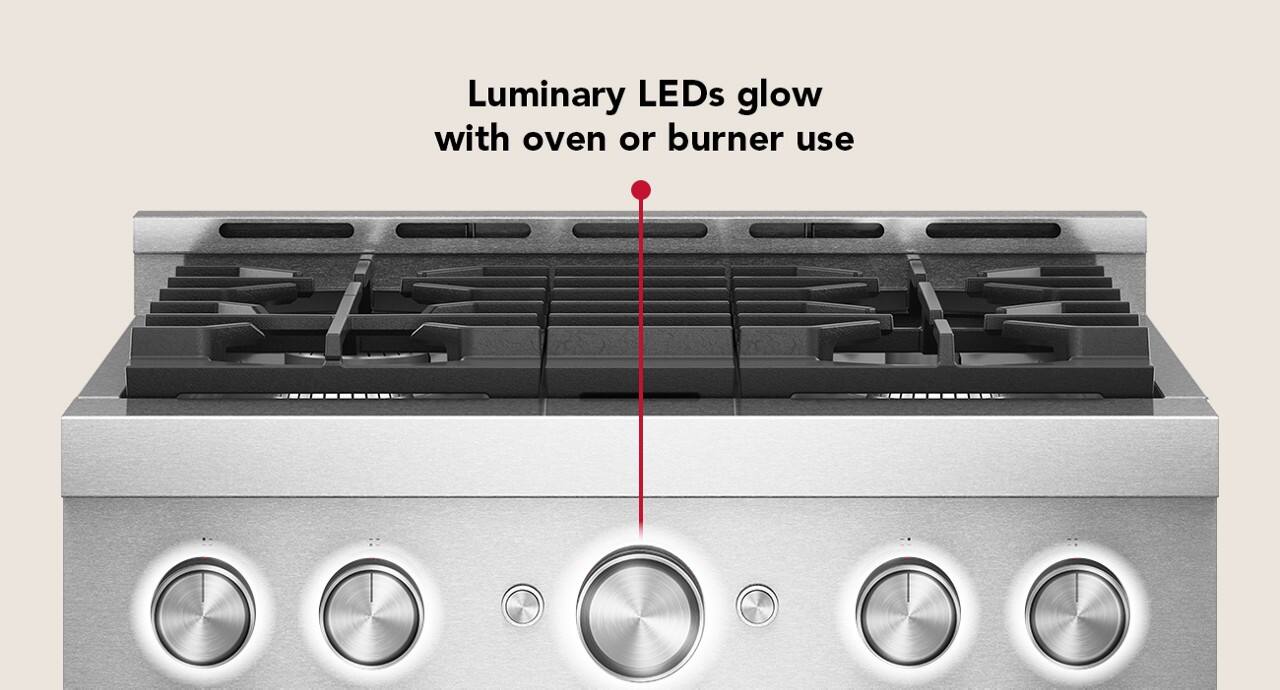 Luminary LEDs glow with oven or burner use