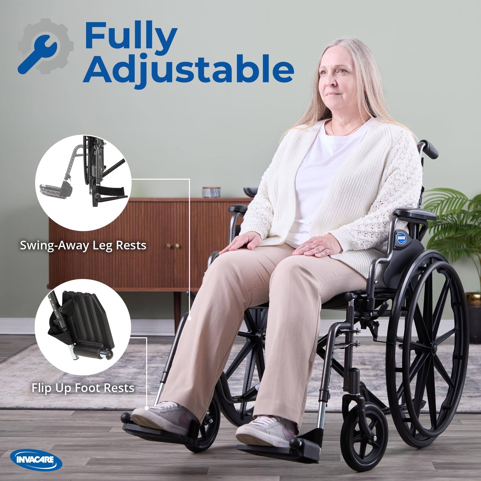 Fully Adjustable Swing-Away Leg Rests - Flip Up Foot Rests INVACARE