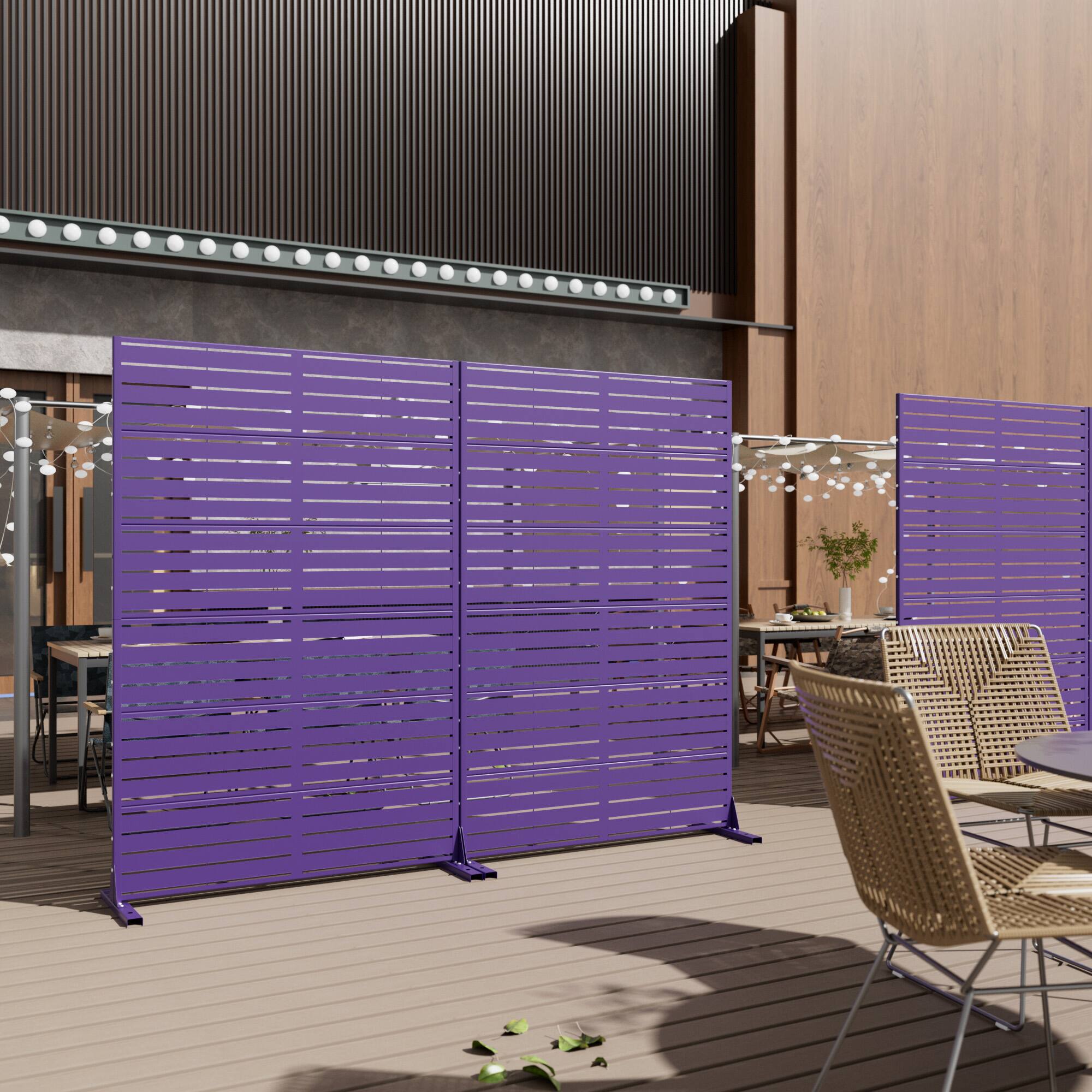 Alt View 3. PexFix - 72 in. x 47 in. Louvered Pattern Metal Outdoor Privacy Screen & Panels, Freestanding Garden Divider Fence - Roland Purple.