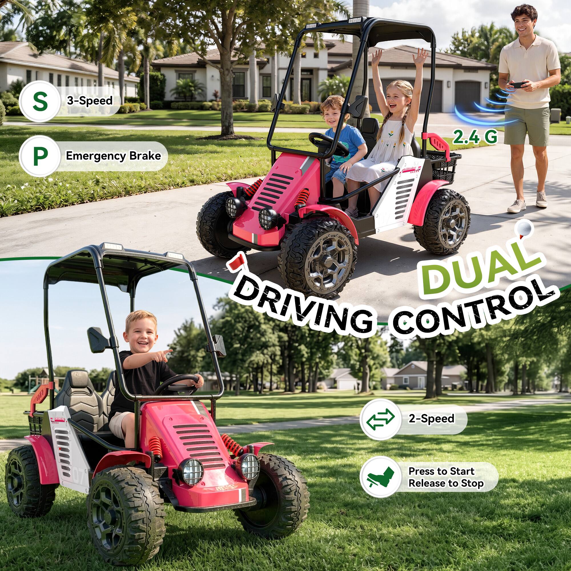 ANPABO 24V 4WD Kids Electric Golf Cart – 2 Seater Ride On with Remote ...
