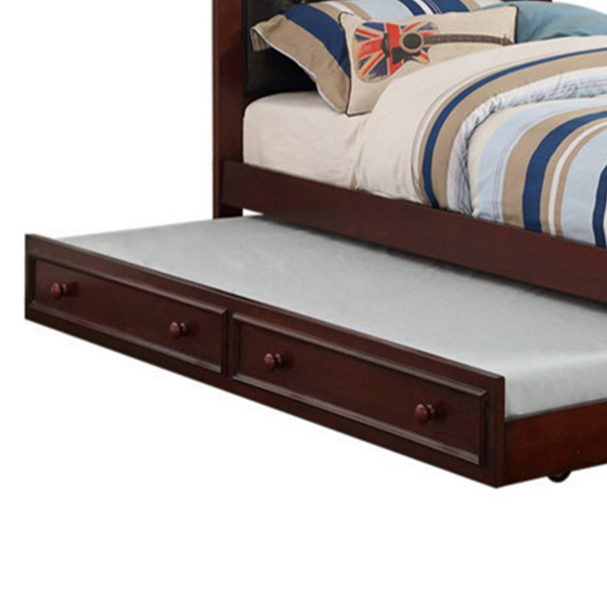 Alt View 3. Manhattan Lane - Cherub Twin Size Bed With Trundle - Brown & Black.