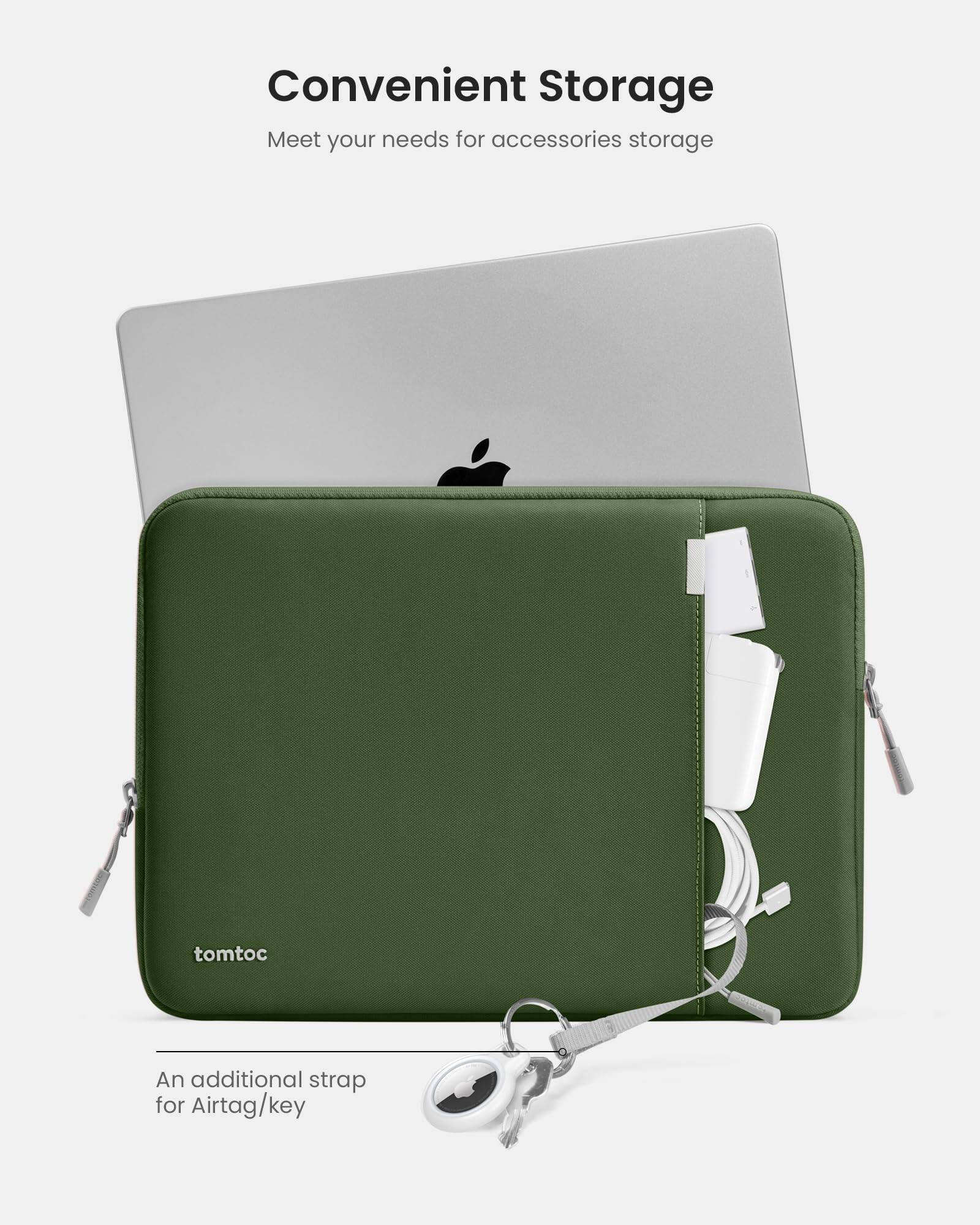 Convenient Storage  
Meet your needs for accessories storage  

tomtoc  

An additional strap for AirTag/key