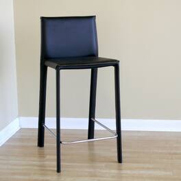Baxton Studio - Crawford Leather Counter Height Stool - Black