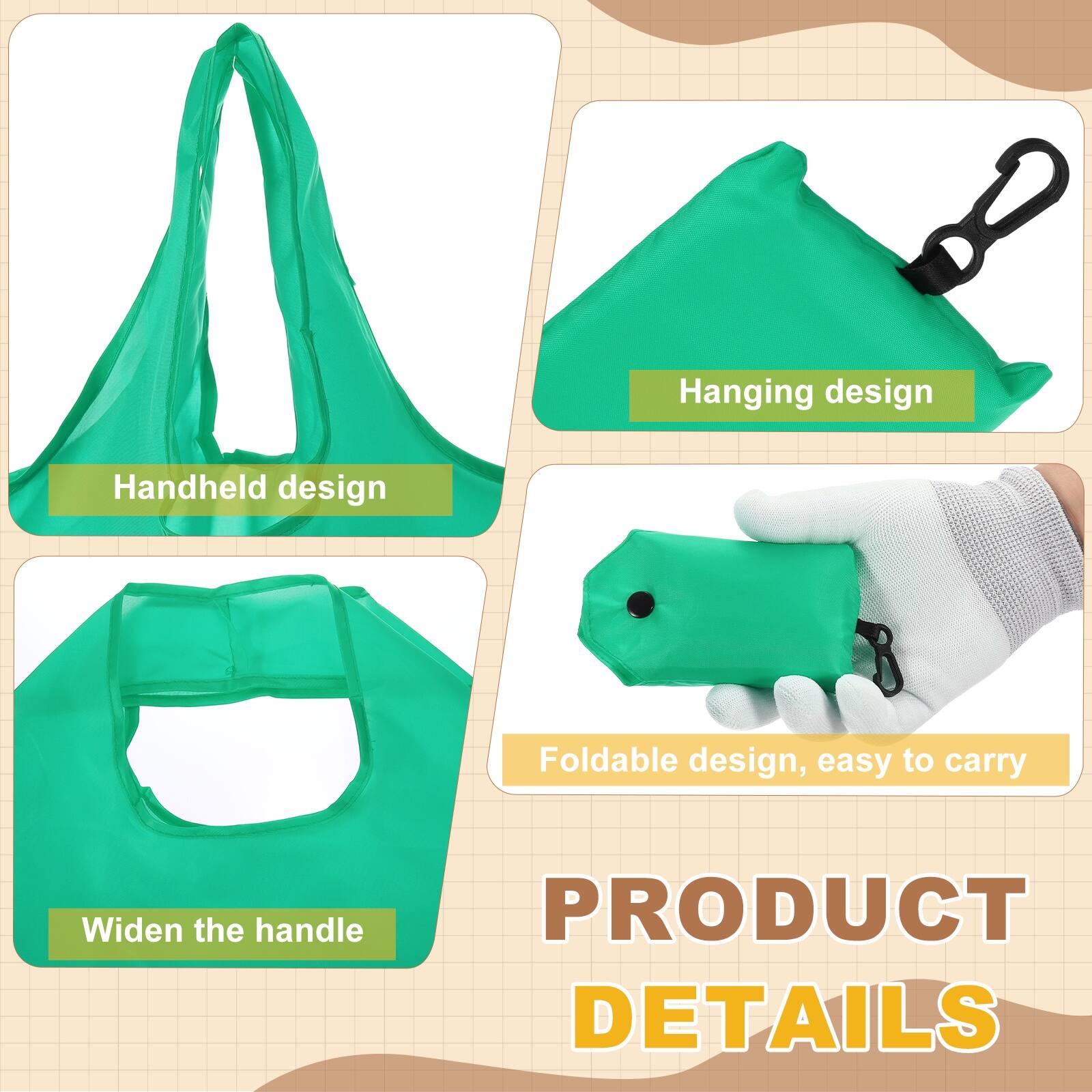 - Hanging design
- Handheld design
- Foldable design, easy to carry
- Widen the handle

PRODUCT DETAILS