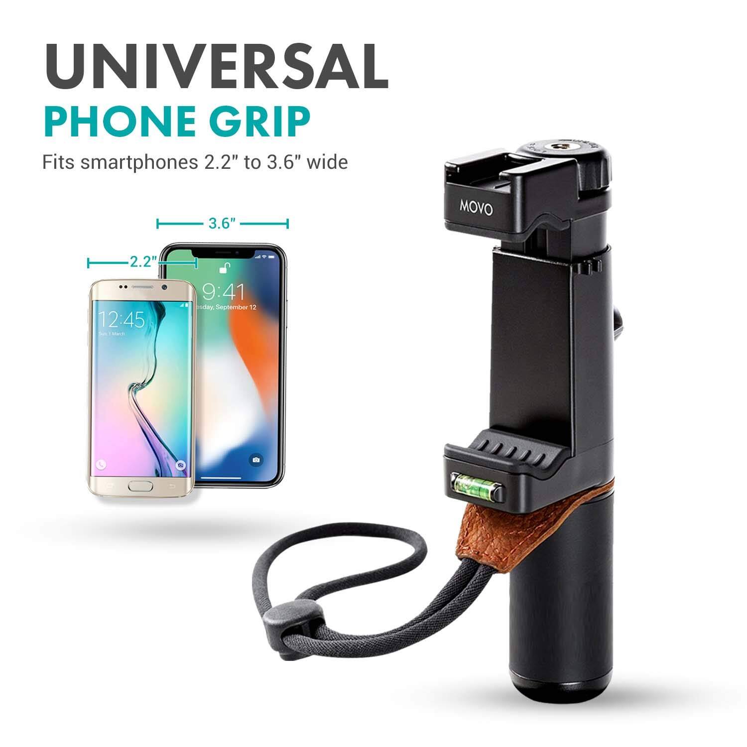 UNIVERSAL PHONE GRIP  
Fits smartphones 2.2" to 3.6" wide  

3.6"  
2.2"  

12:45  
9:41  
Monday, September 12  

MOVO