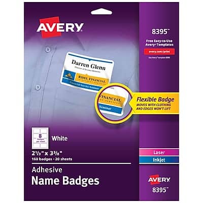 "Avery - Adhesive Sticker Name Tags/Labels, 2 1/3"" x 3 3/8"", 160 Labels/Pack - White" price history on PriceWatchPro