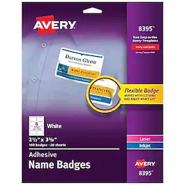 Avery - Adhesive Sticker Name Tags/Labels, 2 1/3" x 3 3/8", 160 Labels/Pack - White