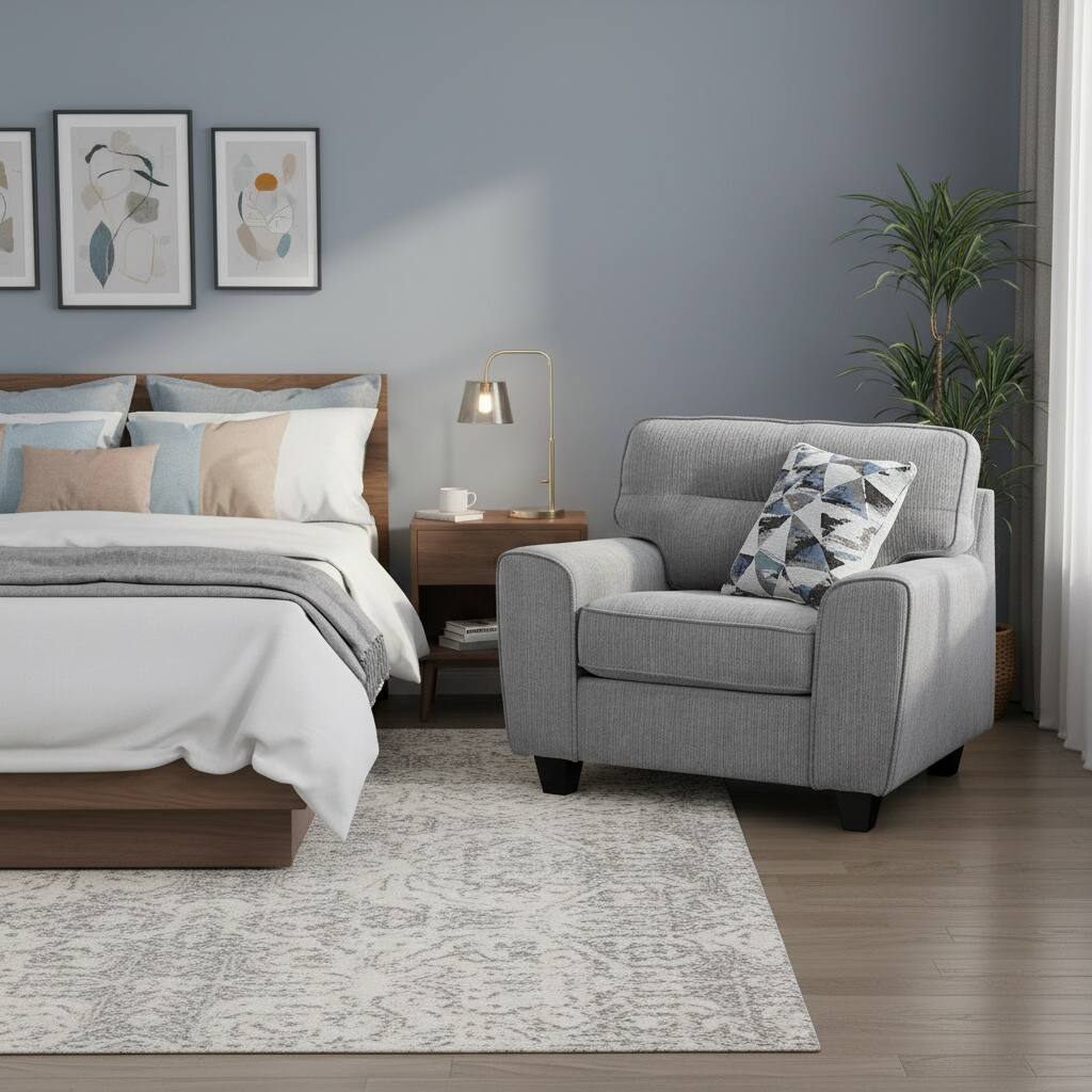 Alt View 5. Forest'nSky - Durable Chenille Fabric Accent Chair with Decorative Pillow, Modern Living Room Armchair with Plush Cushion,Gray - Gray.