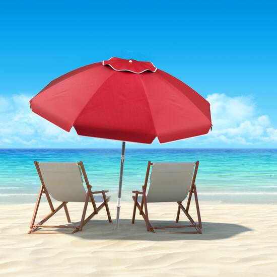 Nature Spring 7 Foot Beach Umbrella with UV Protection Red 339167FZL Best Buy