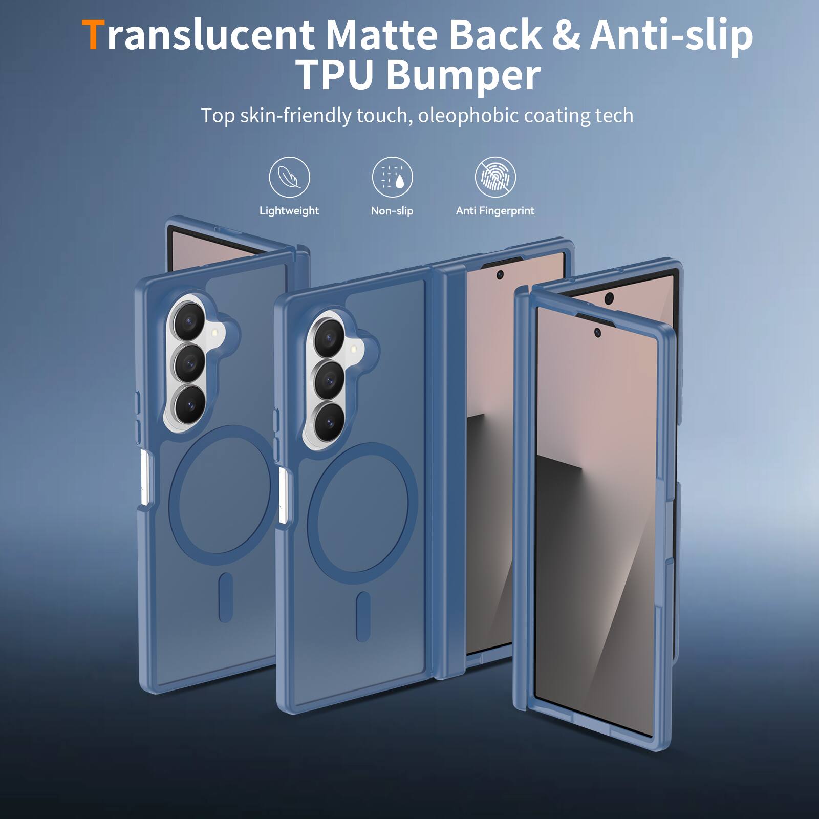 Translucent Matte Back & Anti-slip TPU Bumper  
Top skin-friendly touch, oleophobic coating tech  
Lightweight  
Non-slip  
Anti Fingerprint