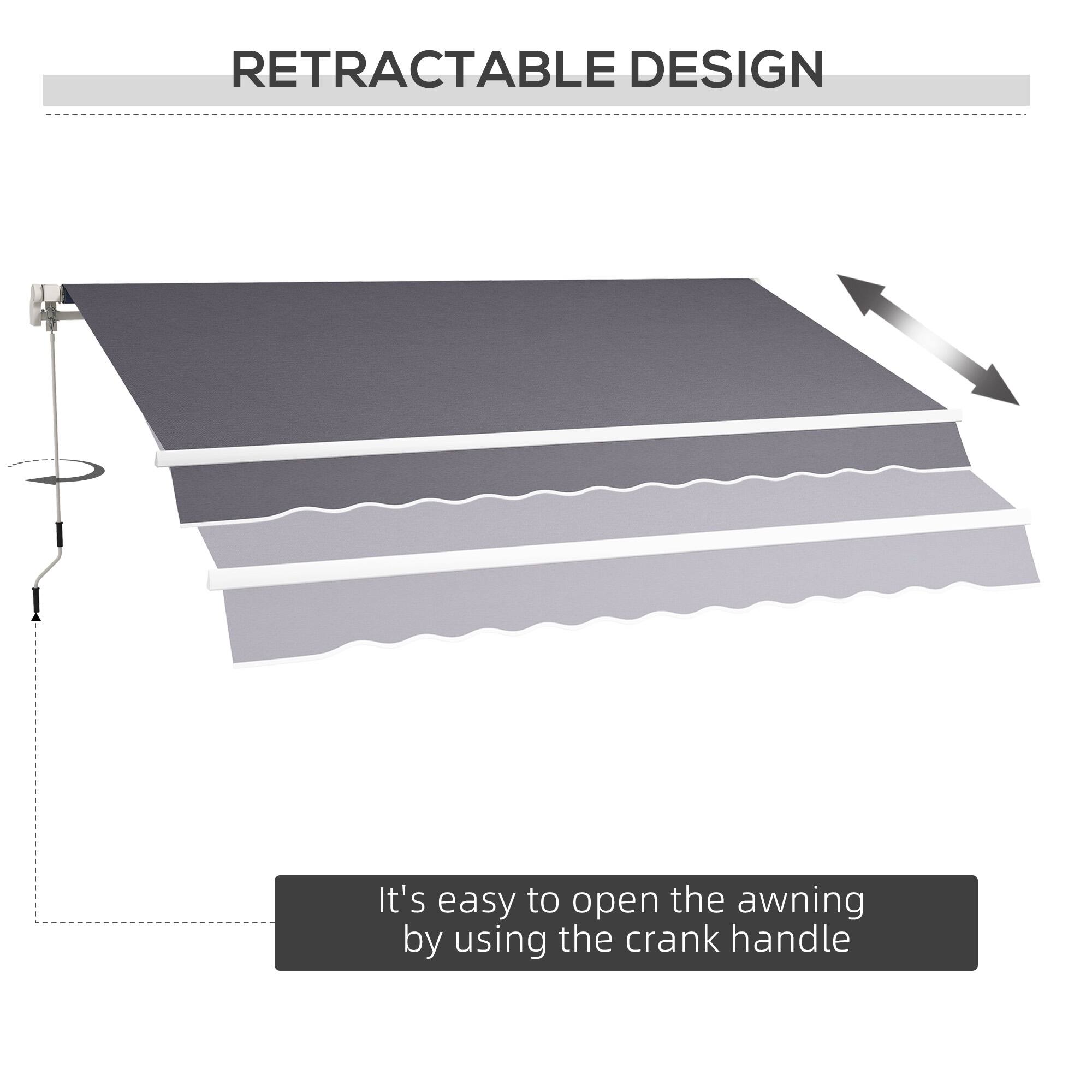 RETRACTABLE DESIGN
It's easy to open the awning by using the crank handle