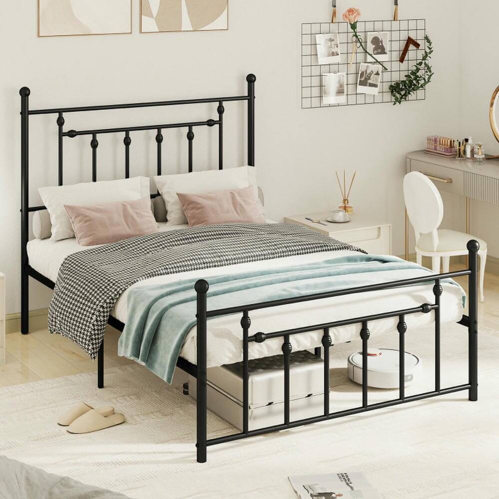 Alt View 6. Kadyn - Platform Bed Frame, Bedroom Bed Frame,Full/Queen/Twin Size Heavy-duty Metal Bed Frame with Headboard-Full Size - Black.
