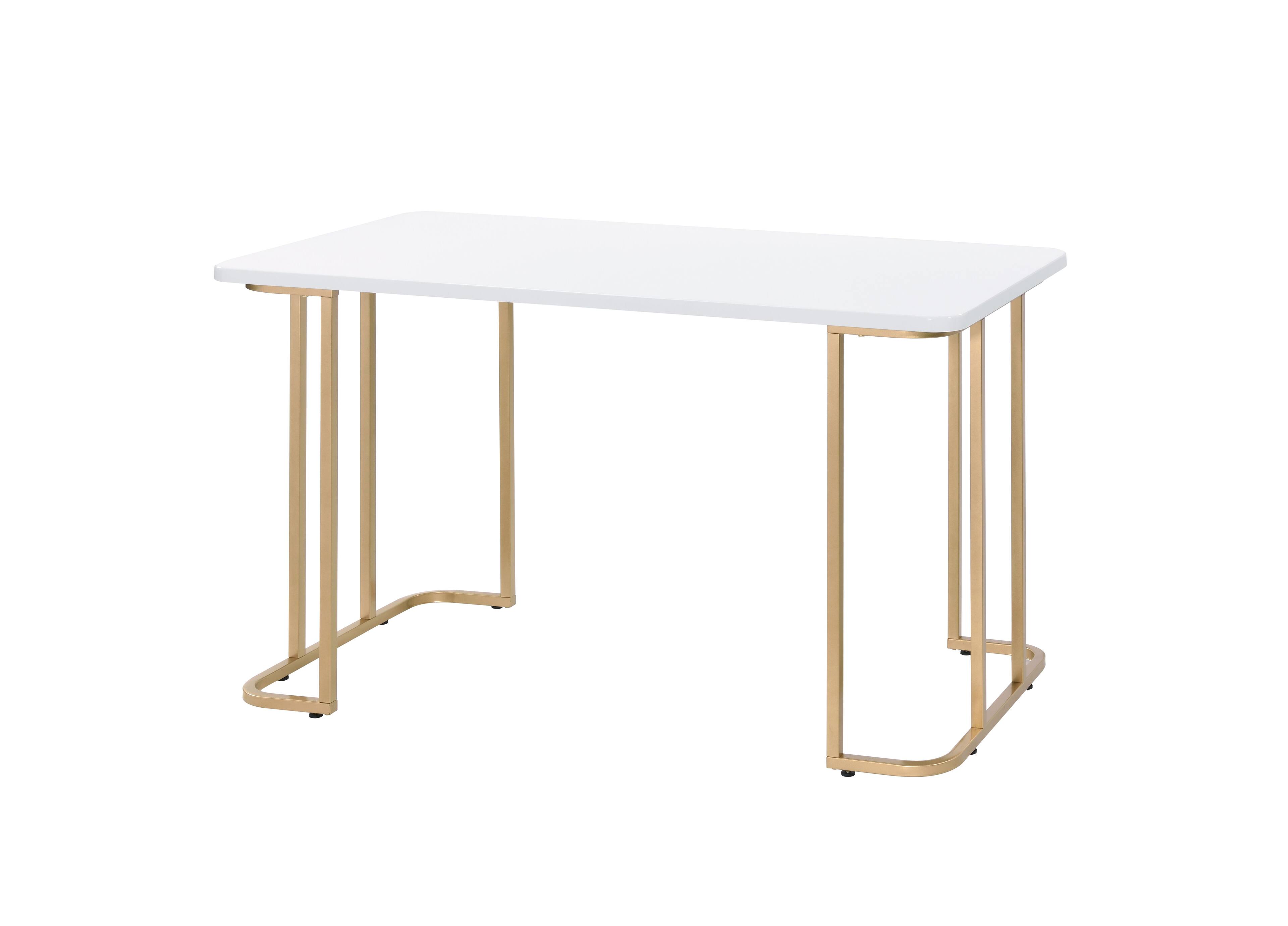 Back. TinyHomie - Estie White and Gold Finish Writing Desk - Gold and White.