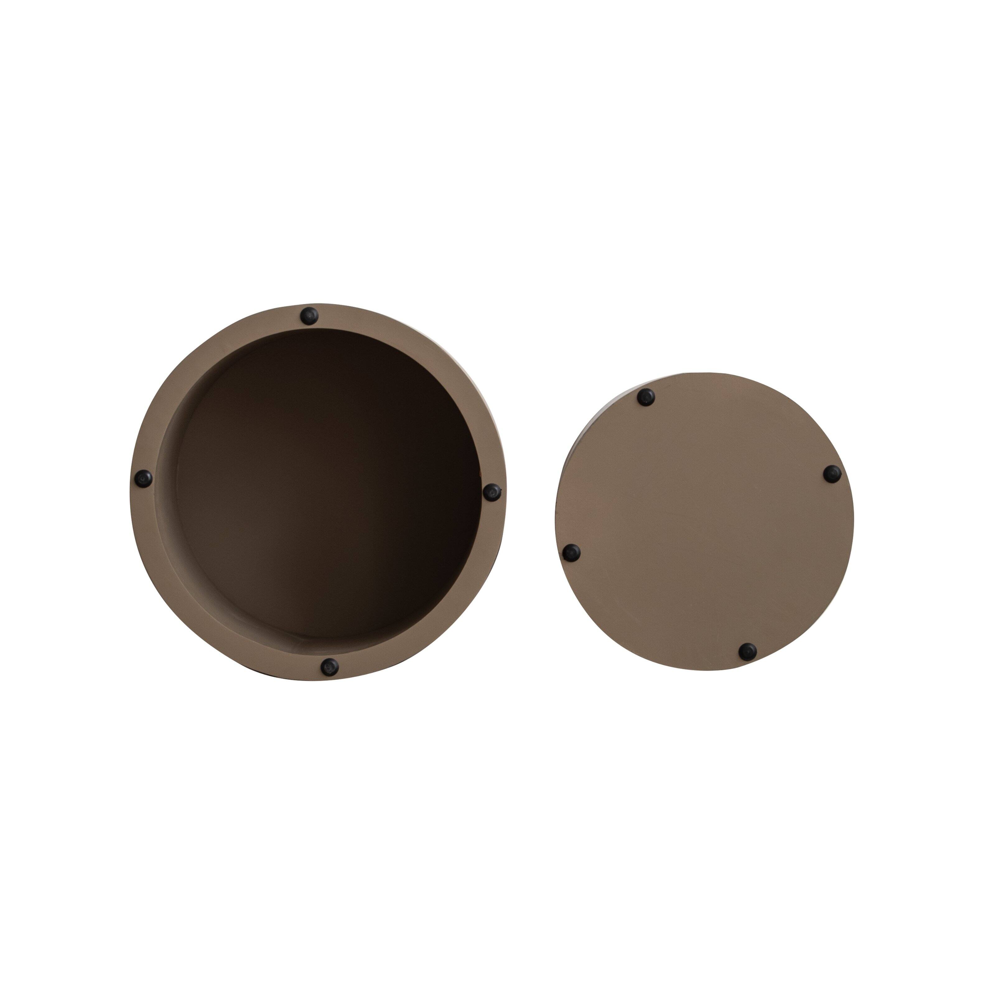 Alt View 8. Loheer - Loheer Nesting Coffee Table Set of 2 Modern Round Brown Burl Wood Circle Accent Tables for Small Spaces Living Room - Dark Brown.