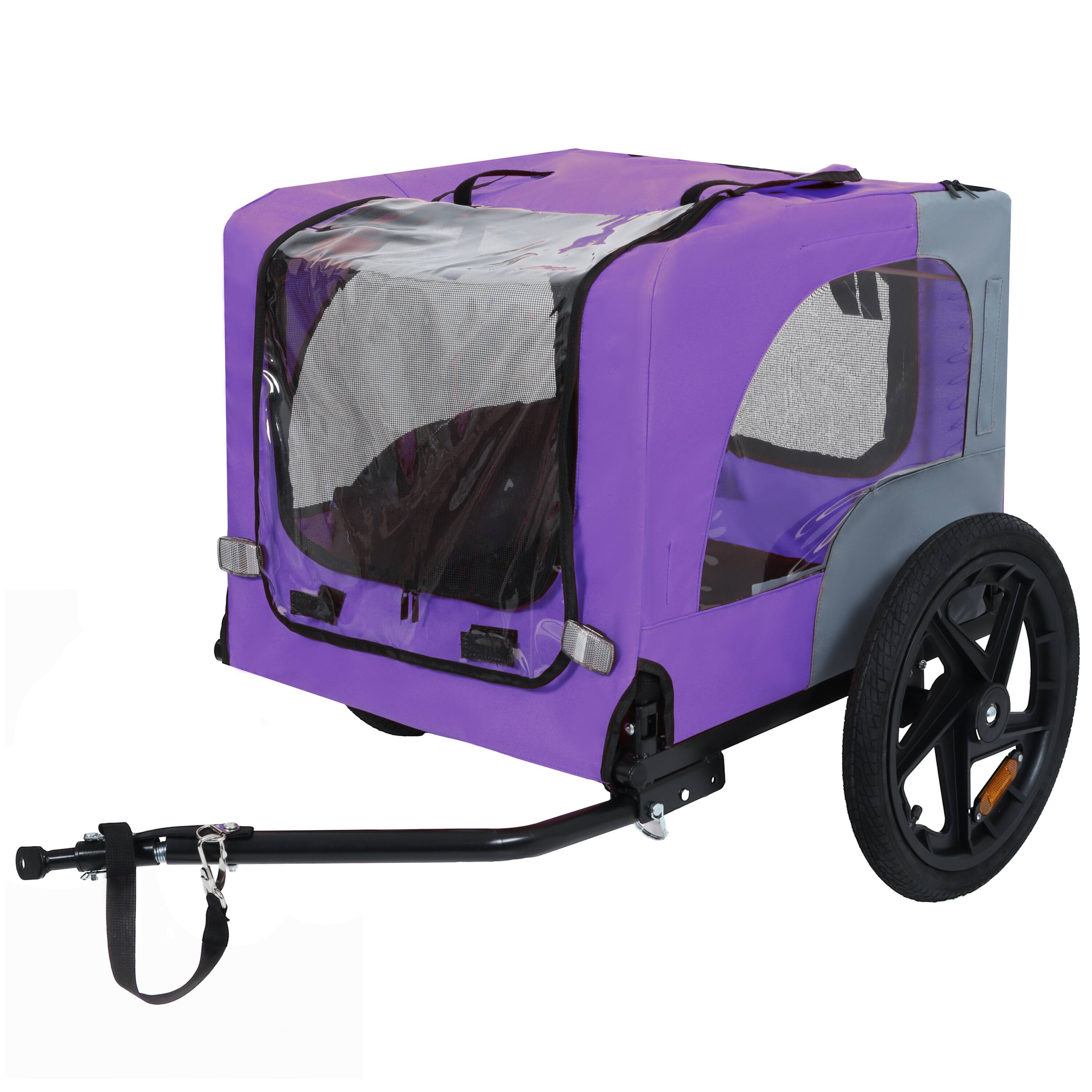 Front. TinyHomie - Outdoor Heavy Duty Collapsible Pet Bike Trailer 16inch  Wheels Universal Hitch Purple.