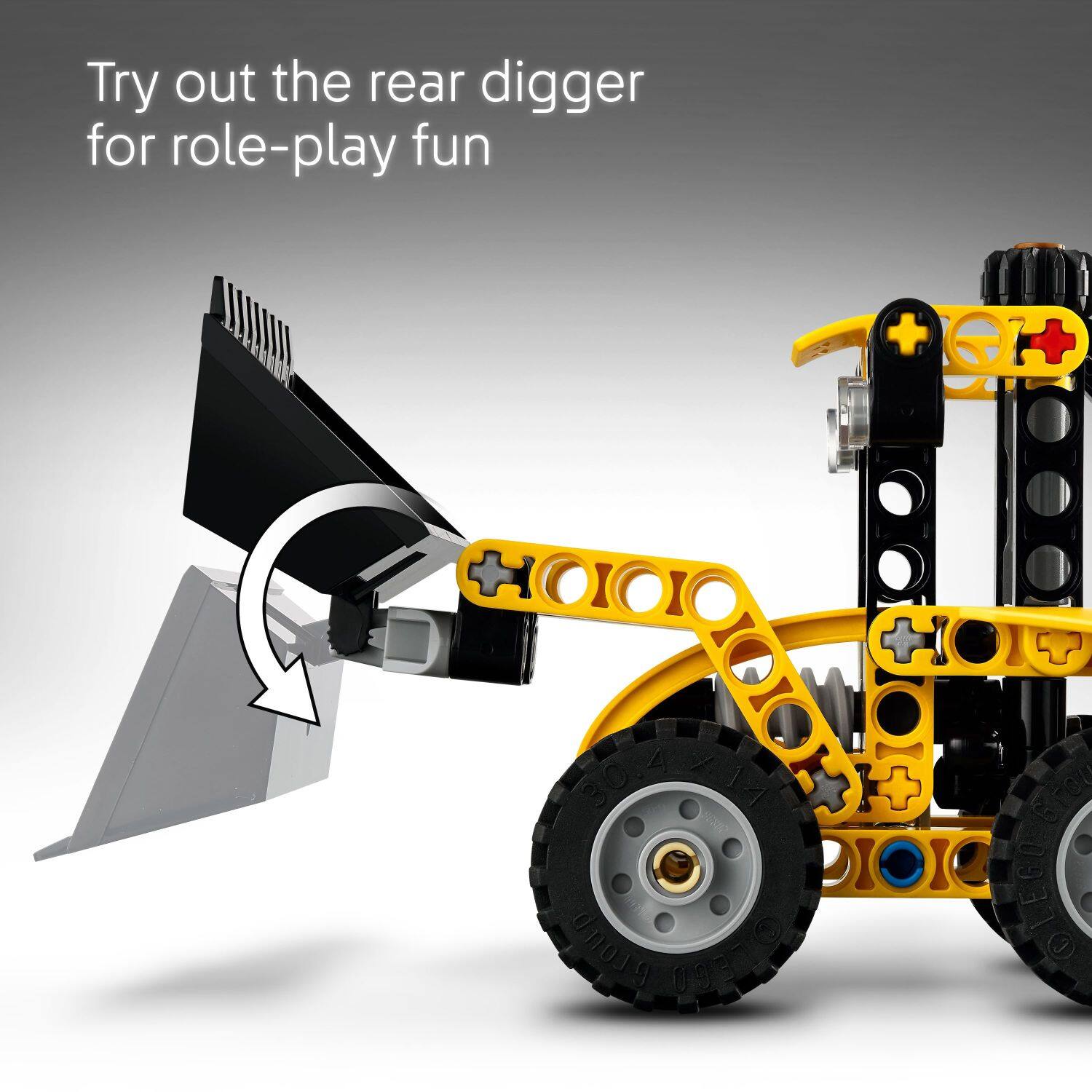 Try out the rear digger for role-play fun.