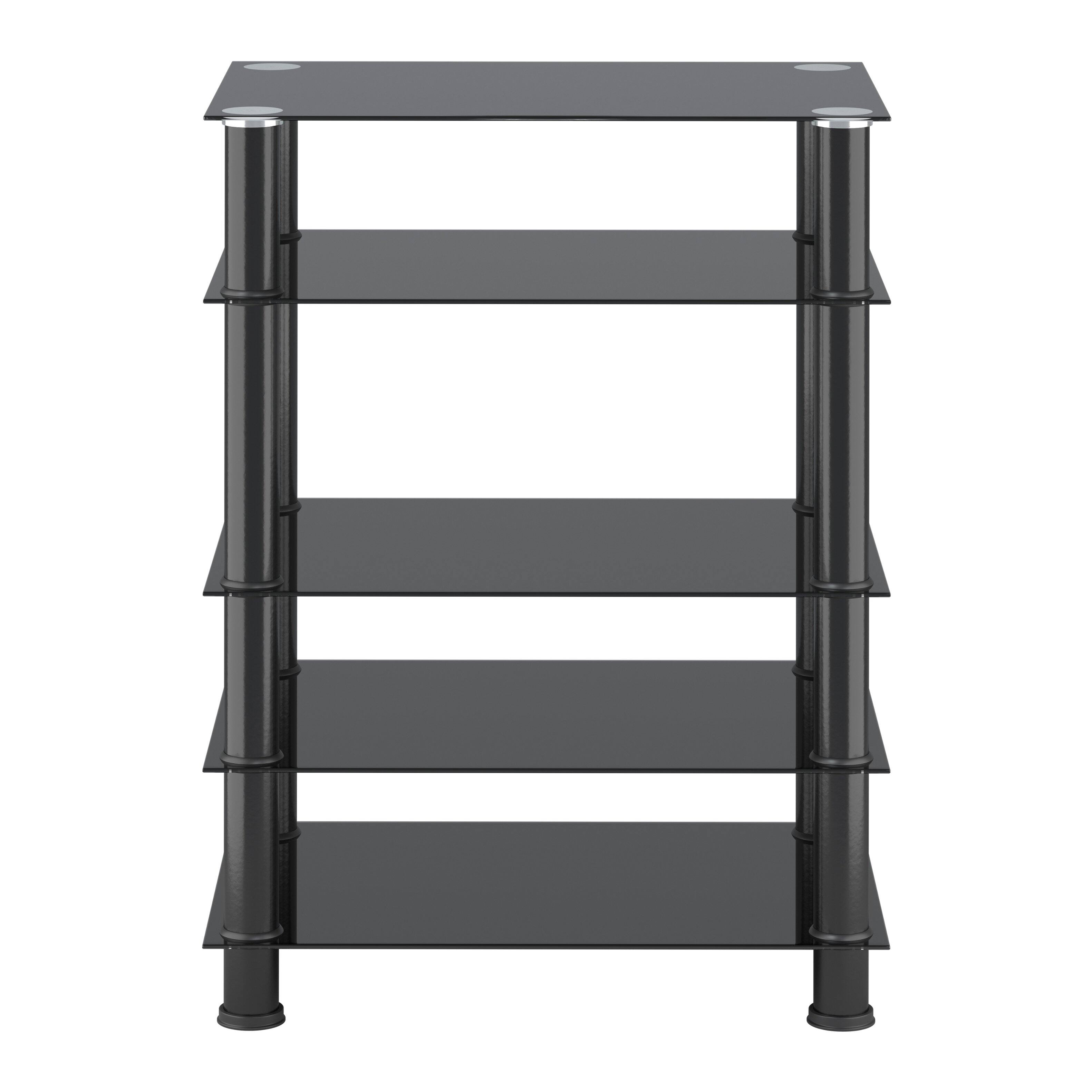 Alt View 1. CorLiving - CorLiving Laurent Black Tempered Glass and Metal Customizable 5-Tier Media Component Stand - Black.