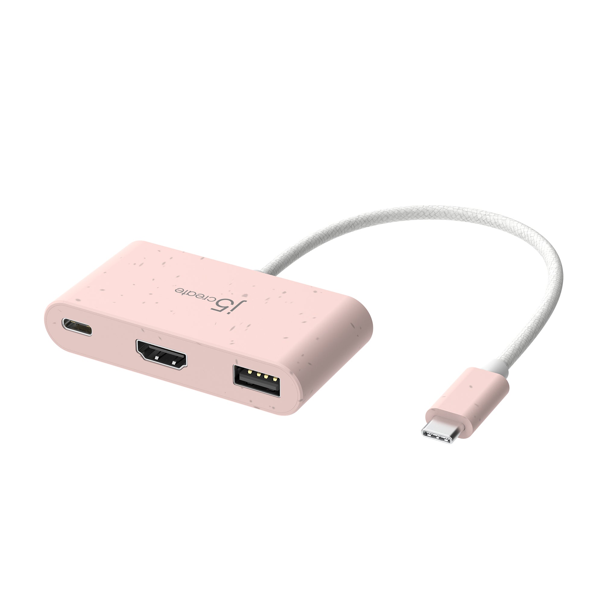 Front. j5create - USB-C to HDMI & USB Type-A with Power Delivery - Rose.