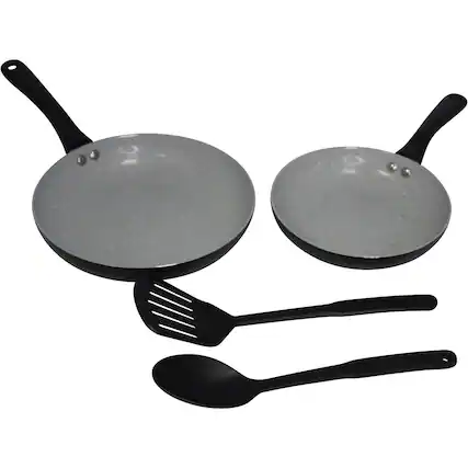 Front. Imusa - 4-Piece Premier Cookware Set - Black/Gray.