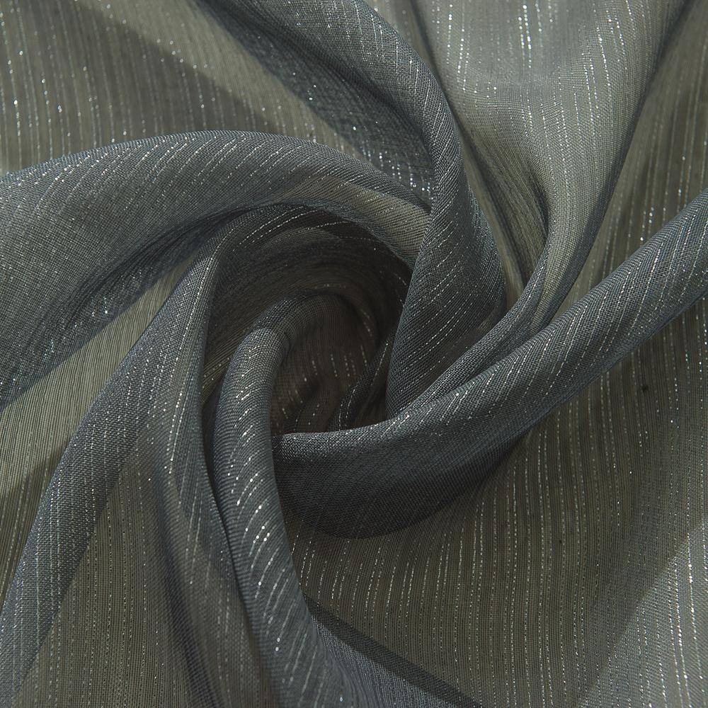 Front. RT Designers Collection - Ramallah Lonnie Charcoal Grommet Curtain Panel - 54x90 Inches - Charcoal.