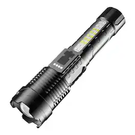 Cluzine - Rechargeable LED Flashlight,COB Side Light,Power Display, Waterproof for Camping