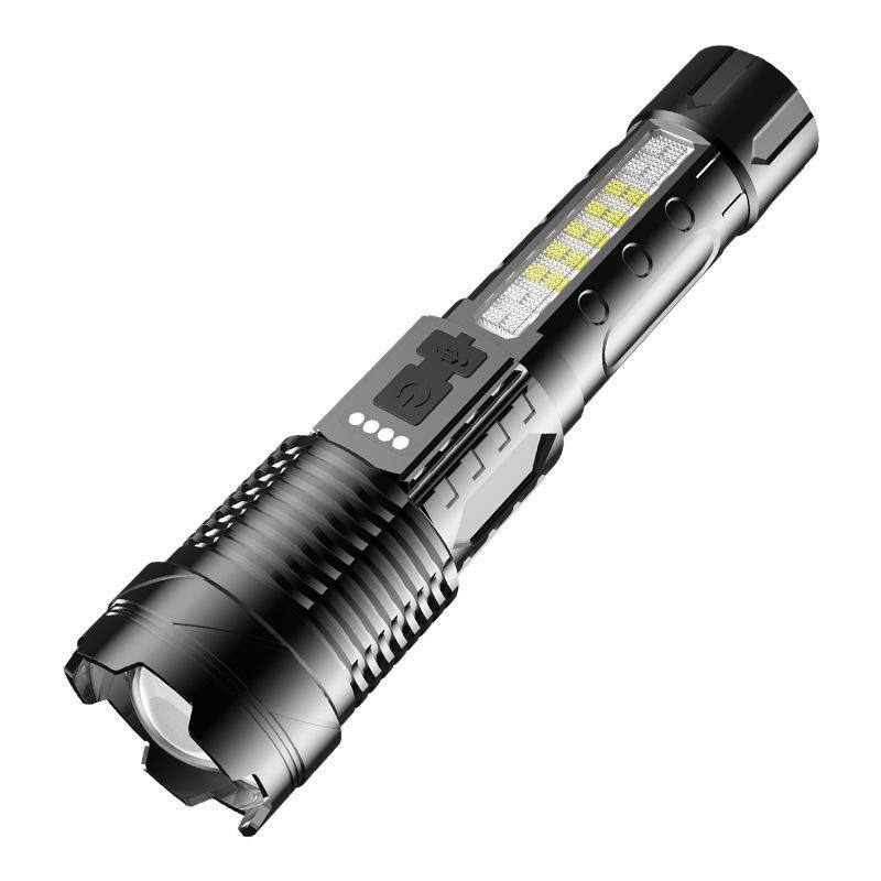 Front. Cluzine - Rechargeable LED Flashlight,COB Side Light,Power Display, Waterproof for Camping.