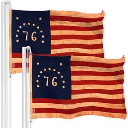 G128 - Bennington 76 Tea-Stained Flag 3x5 ft LiteWeave Pro Printed 300D Polyester 2-Pack - Assorted Colors
