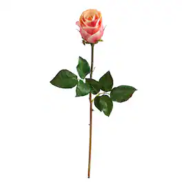 BreeBe - 21" Rose Bud Artificial Flower (Set of 6) - Salmon