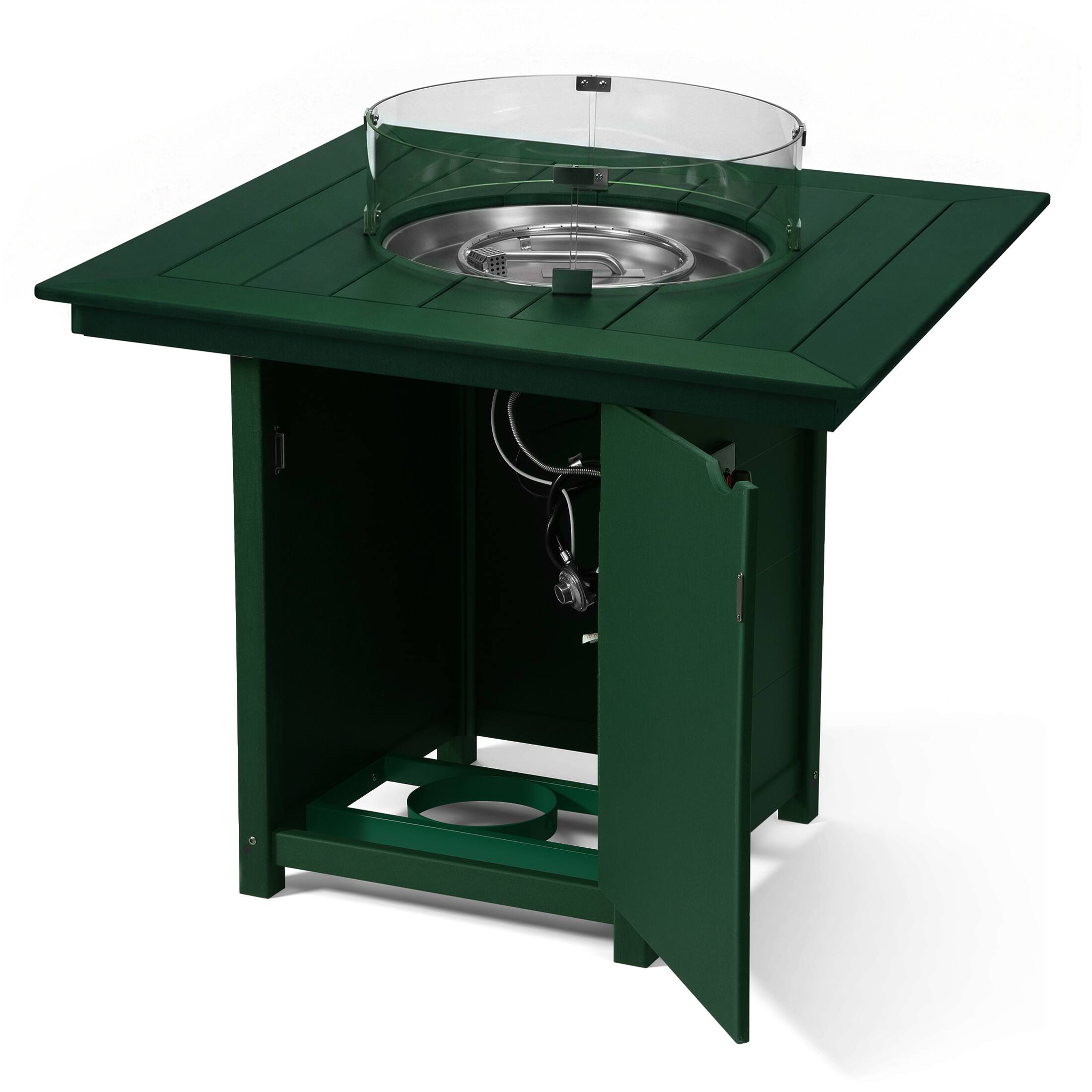 Left. WestinTrends - WestinTrends Helios 42" Modern Outdoor Patio Gas Propane Square Fire Pit Table - Dark Green.