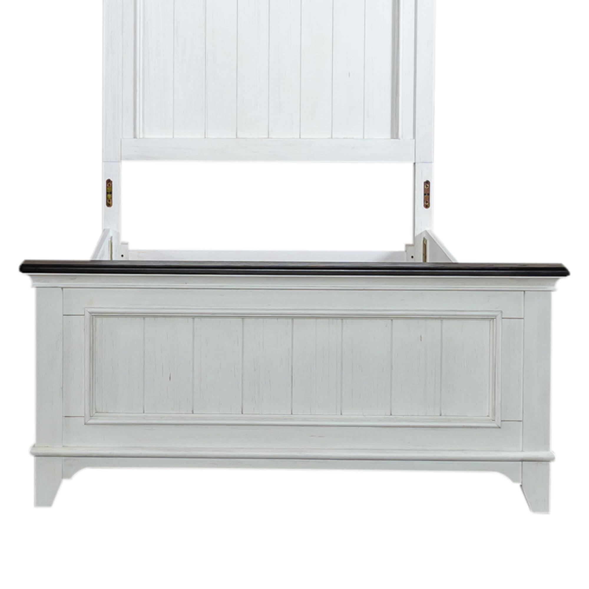 Alt View 5. Liberty Furniture Industries - Twin Panel Bed in Poplar & Rubberwood Solids w/ Cathedral White Oak Tops - Wirebrushed White W/ Charcoal Top.