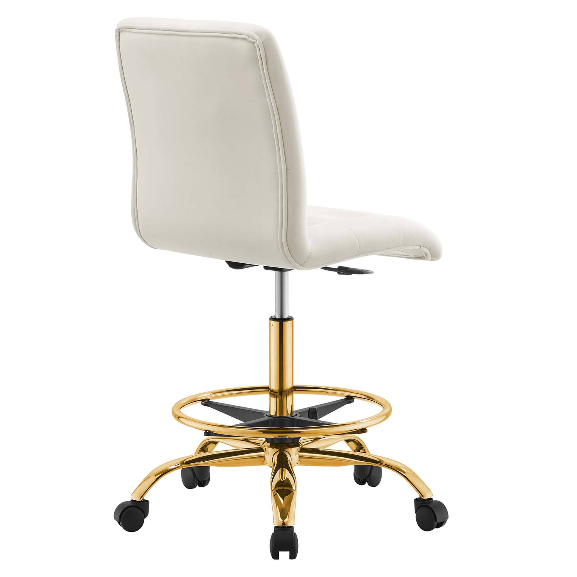 Back. Modway - Prim Armless Performance Velvet Drafting Chair by Modway - White.