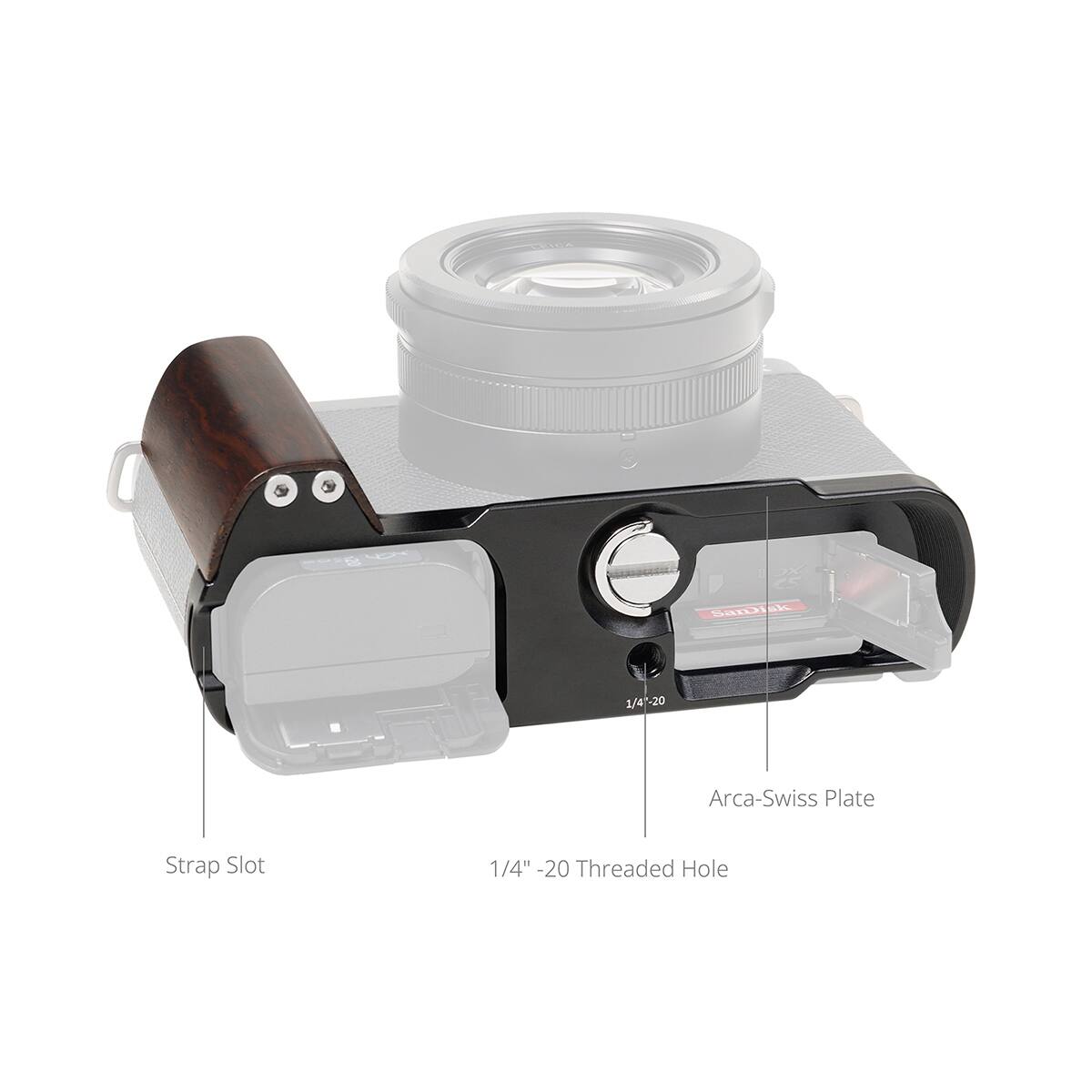 Sarpisk 1/4"-20 Arca-Swiss Plate Strap Slot 1/4" -20 Threaded Hole