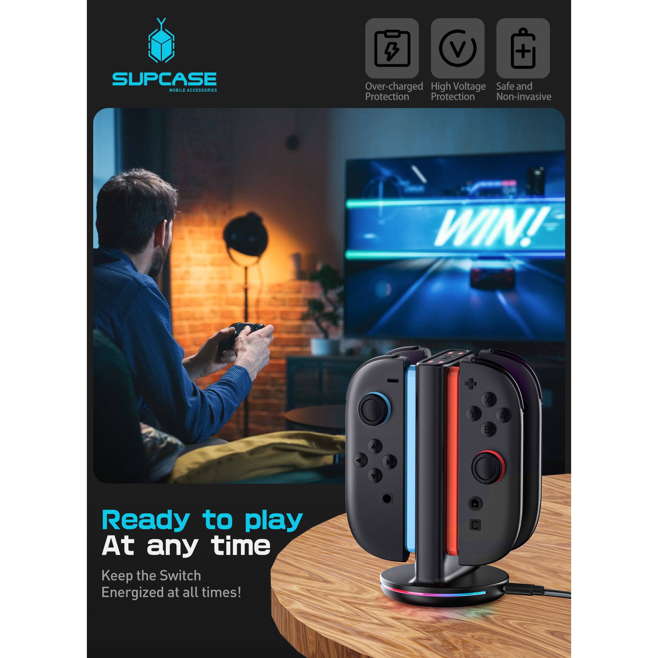 SUPCASE  
MOBILE ACCESSORIES  

Ready to play  
At any time  
Keep the Switch Energized at all times!  

Over-charged Protection  
High Voltage Protection  
Safe and Non-invasive  

WIN!